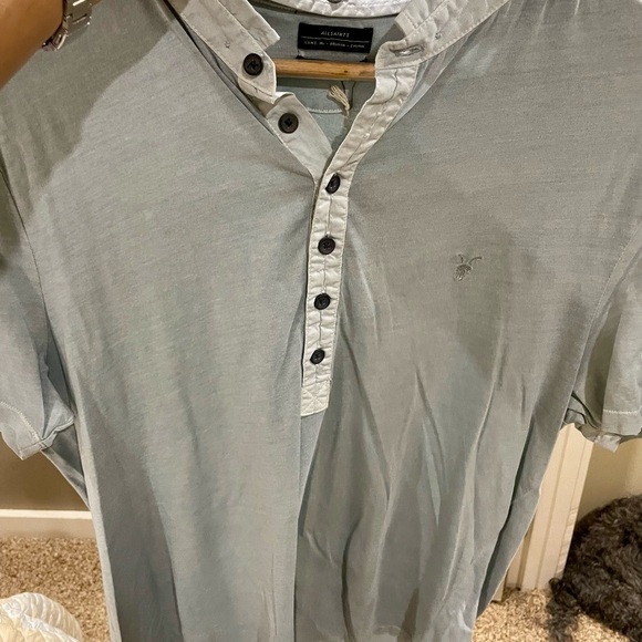 All Saints Mens Polo Grey